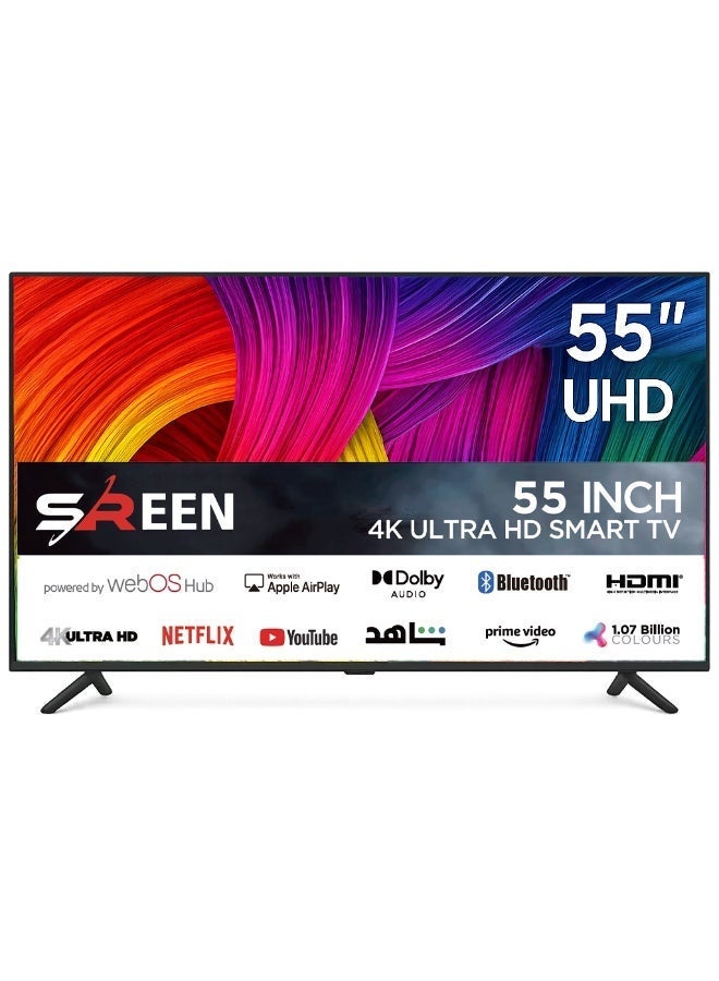 سرين تلفزيون SREEN سمارت 55 بوصة فريملس 4K UHD بنظام webOS أسود – SRET-55S4KW2 - Image 1